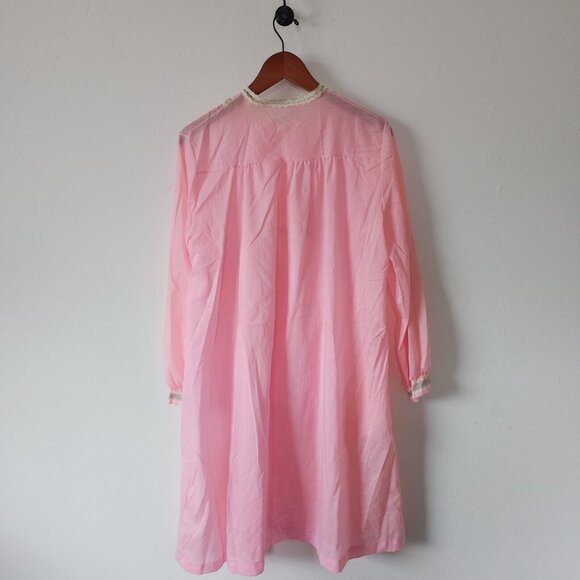 1950s Schrank Small Womens Vintage Pearl Snap Nightgown Pink Long Sleeve - Picture 3 of 4